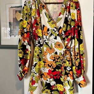 The Attico Floral Wrap Mini Dress - Multicolor